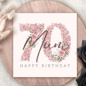 Biglietto di auguri per il 70° compleanno della mamma. Buon 70° compleanno mamma. Biglietto di auguri per il settantesimo compleanno. Biglietto di auguri per il traguardo dei 70 anni. Regalo per il settantesimo compleanno.