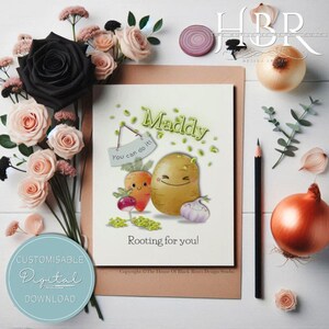 TÉLÉCHARGEMENT NUMÉRIQUE Enracinement personnalisé pour vous Carte de voeux Carte de jeu de mots bonne chance Carte d'encouragement mignonne de félicitations Carte de réconfort