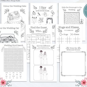 Printable Kids Wedding Activity Pack for Children Printable Wedding Favour Activities Wedding Colouring Book Digital Kids Playbook Set zdjęcie 2