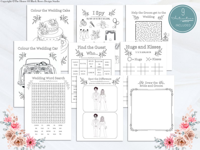 Printable Kids Wedding Activity Pack for Children Printable Wedding Favour Activities Wedding Colouring Book Digital Kids Playbook Set zdjęcie 2