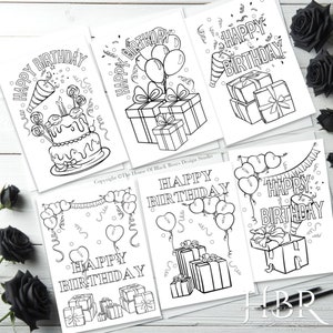 Carte de joyeux anniversaire à colorier Cartes d'anniversaire à colorier personnalisées CYO