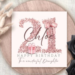 Biglietto di auguri personalizzato per il 21° compleanno della figlia, biglietto di auguri per il 21° compleanno della figlia, ventunesimo compleanno, regalo per la sua età, buon compleanno 21 oggi