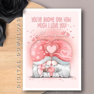 DOWNLOAD DIGITAL Ideia personalizada de gnomo You've, o quanto eu te amo, cartão de felicitações Gonk, gnomos fofos para o dia dos namorados, aniversário, aniversário