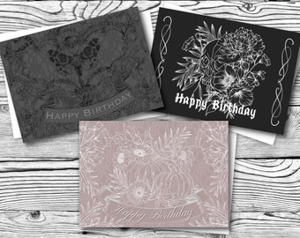 Dark Academia Collection Birthday Card Creepy Alternative Unique Greeting Card Autumn Vibes Sentiment Card