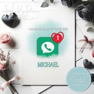 DESCARGA DIGITAL Mensaje personalizado Notificación Tarjeta del día de San Valentín Tarjeta de cumpleaños Te amo Aniversario Novia Novio Esposa Esposo