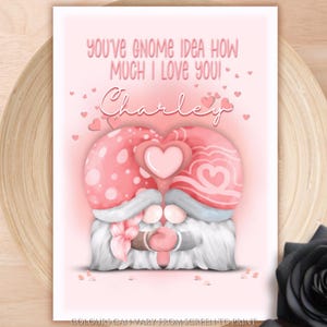 Personalizzato Hai idea gnomo Quanto ti amo Gonk biglietto di auguri Gnomi carini per San Valentino Anniversario Compleanno