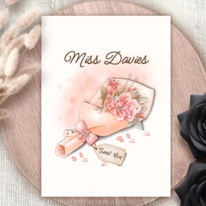 Buquê de rosas personalizado, cartão de agradecimento, obrigado por tudo, obrigado à melhor amiga, mãe, irmã, tia, cartão para ela