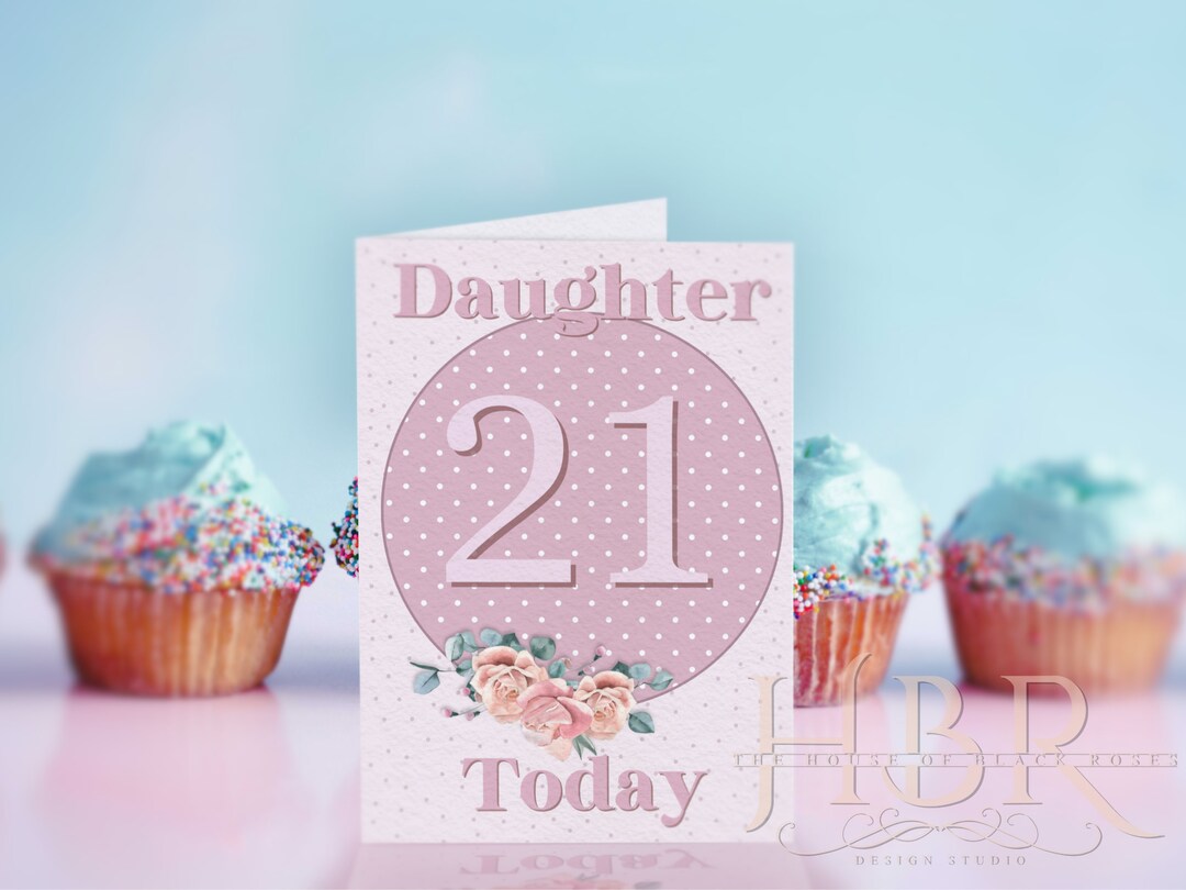 21st Birthday Card Printable Daughter Card Polka Dots - Etsy