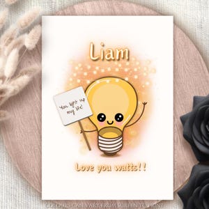パーソナライズされたLove You Wattsグリーティングカード、かわいい誕生日、かわいいバレンタインデーカード、ユニークな記念日カード、Love Youカード