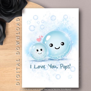 DOWNLOAD DIGITALE Biglietto d'auguri "Ti amo Pops", versatile biglietto di compleanno per papà, unico, carino e adorabile, biglietto per la festa del papà, stampa a casa