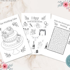 Printable Kids Wedding Activity Pack for Children Printable Wedding Favour Activities Wedding Colouring Book Digital Kids Playbook Set zdjęcie 3