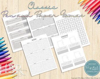 DIGITAL DOWNLOAD Boredom Busters Pen and Paper Games Classic Travel Wedding Rainy Day Activities Kids Party Family Games Wedding Activities