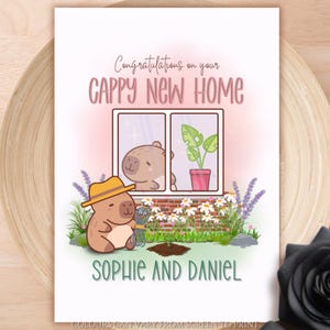 Personalised Cappy New Home Greeting Card Congratulations on your New Home Capybara Pun Moving House Card