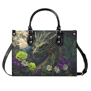 Gotische draak veganistische tas fantasie draak handtas maanverlichte draak crossbody mystiek wezen portemonnee donker sprookje schoudertas