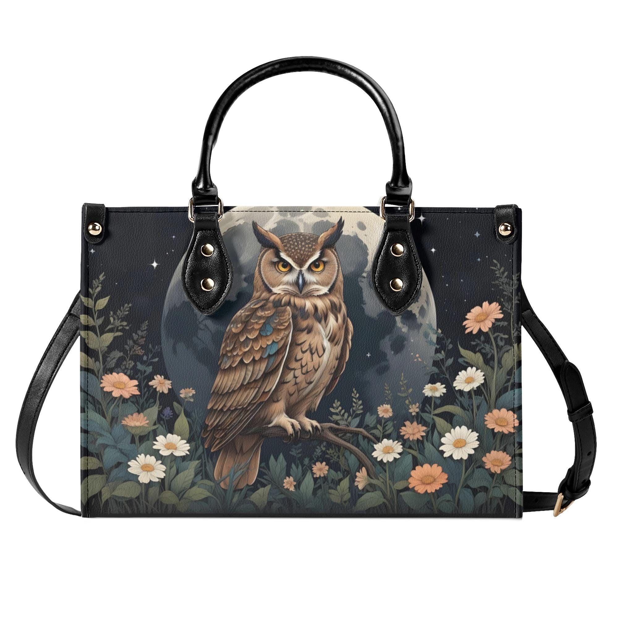 Owl Bag Crossbody Purse Cute Handbags Shoulder Bag Vegan Leather Strap Goth Bag, Hippies Boho Gift
