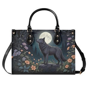Wolf Wolf Tasche Crossbody Handtasche süße Handtaschen Schultertasche Vegan Lederband Goth Tasche, Hippies Boho Geschenk