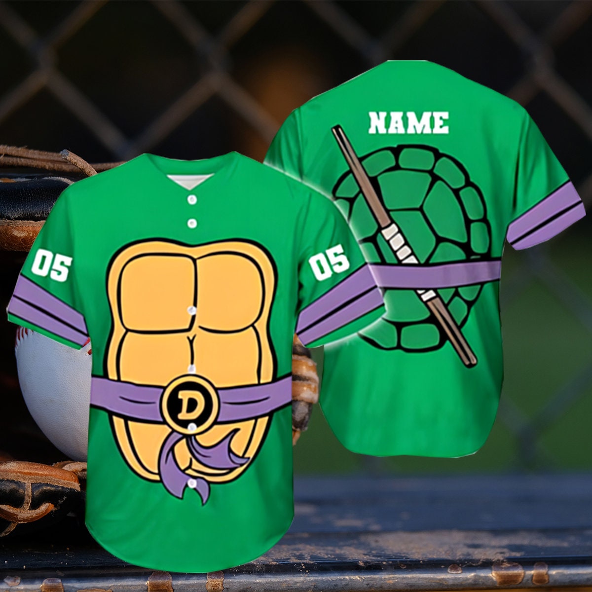 Turtle Shell Guard Baseball Custom Name Teenage Mutant Ninja Turtles Mutant Mayhem Movie Baseball ...