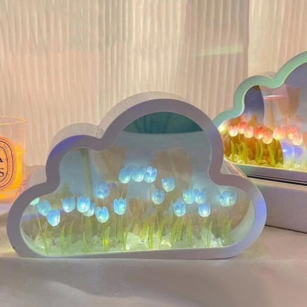 Kit de bricolage fait main tulipes infini nuage veilleuse miroir cadeau parfait amusant à faire