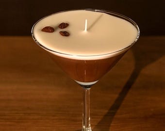 Espresso Martini Candle – Coffee Scented Cocktail Candle in Martini Glass – Bachelorette Gift, Party Favor, Fun Home Decor