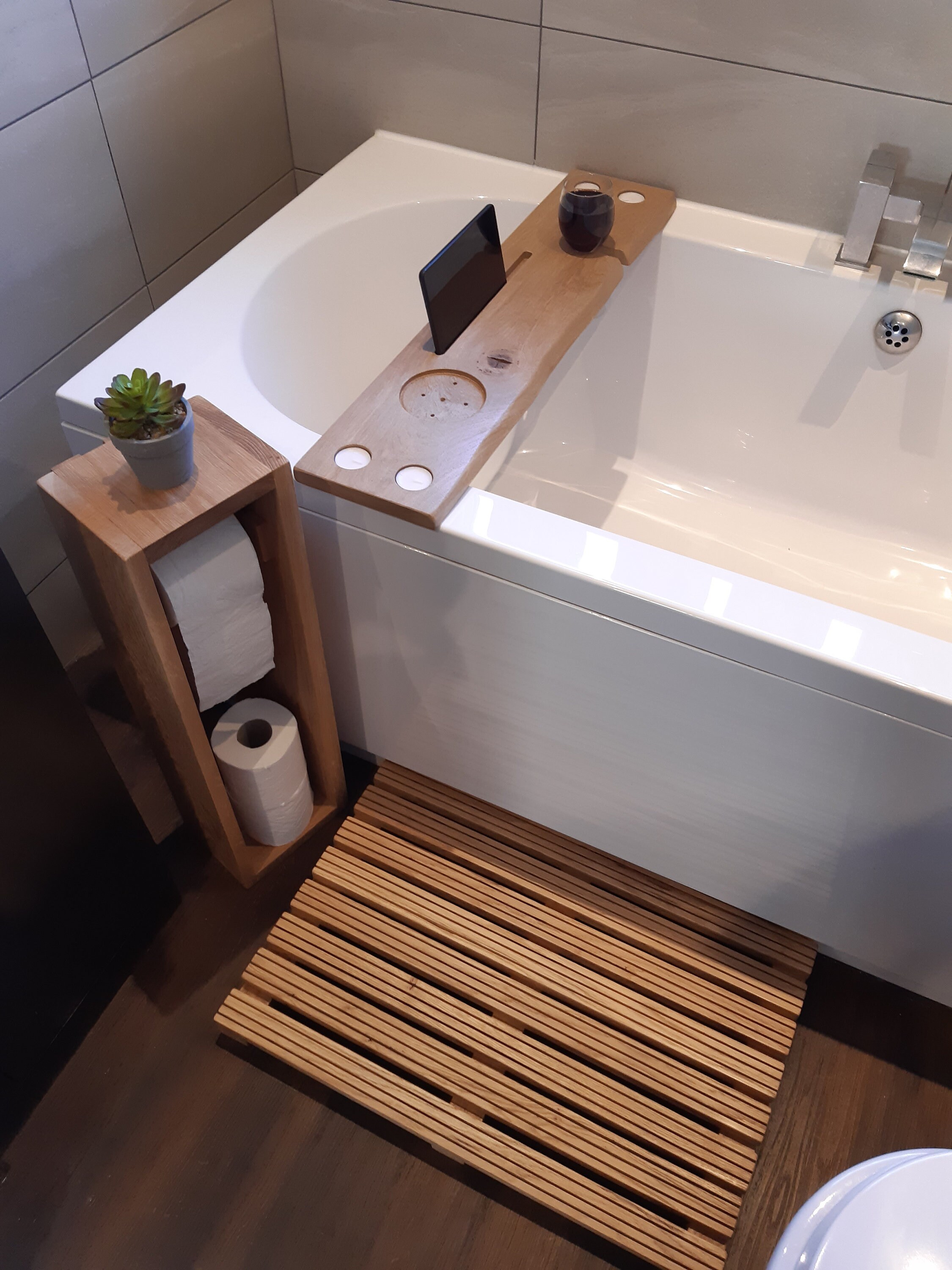 Oak Bath Caddy, Bath Caddy, Bath Tray, Bathroom Accessories, Bathroom ...