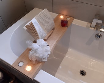 Caddie de bain en chêne, Caddie de bain, Plateau de bain, Accessoires de salle de bain, Rangement de salle de bain, Étagère de bain, Accessoires de salle de bain en bois, Décor de salle de bain