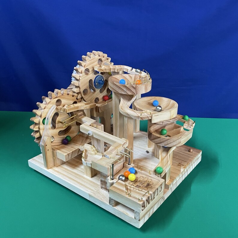 Marble Race Track Wood Marble Run Perpetual Motion Machine Etsy