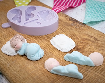 Sleeping Baby & Pillow Silicone Mould