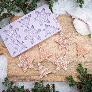 Snowflakes & Christmas Trees Silicone Mould