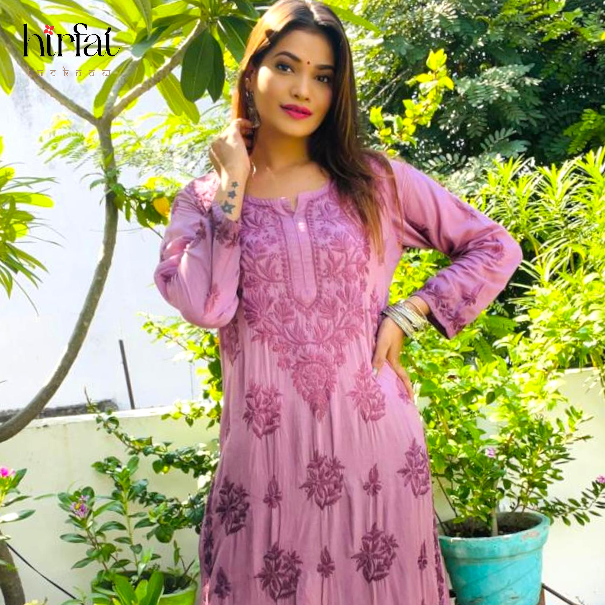 Floral Chikankari Kurti Palazzo Set - Elegant Top & Trousers
