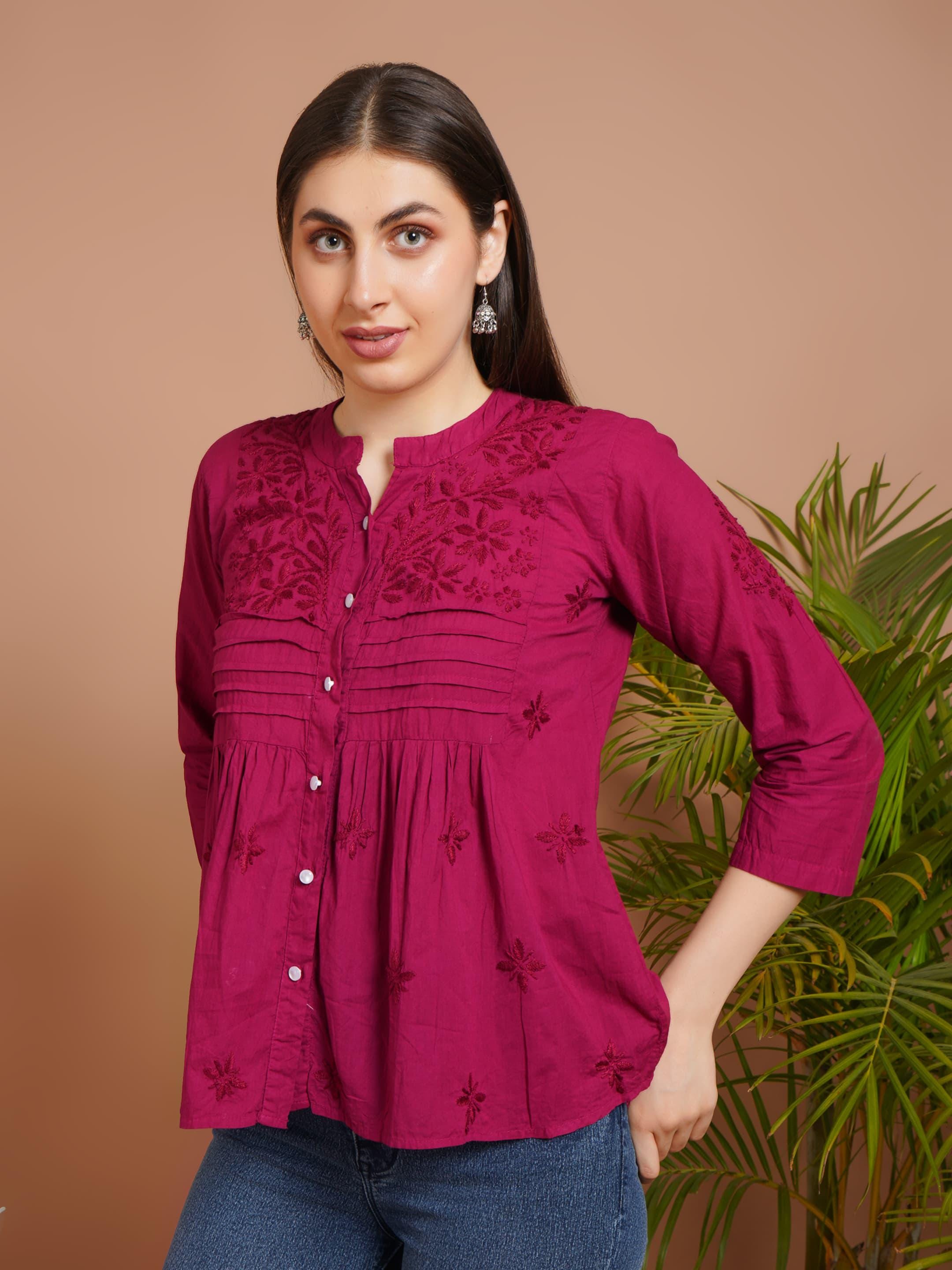 Bimba Women's Cotton Kurti Tunic - White & Black Printed, Short Sleeve, 46" Length, Casual Summer Blouse, Day Wear - View #8