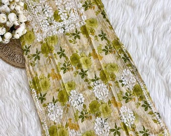 Mulmul Kurti with Chikankari Embroidery & Rayon Palazzo Set