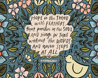 Emily Dickinson Poem Print: Hope Square Digital Art