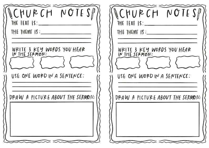 Church Notes Template for Kids - Digital Print - Etsy