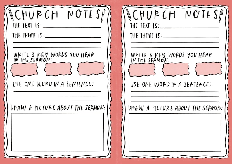 Church Notes Template for Kids - Digital Print - Etsy