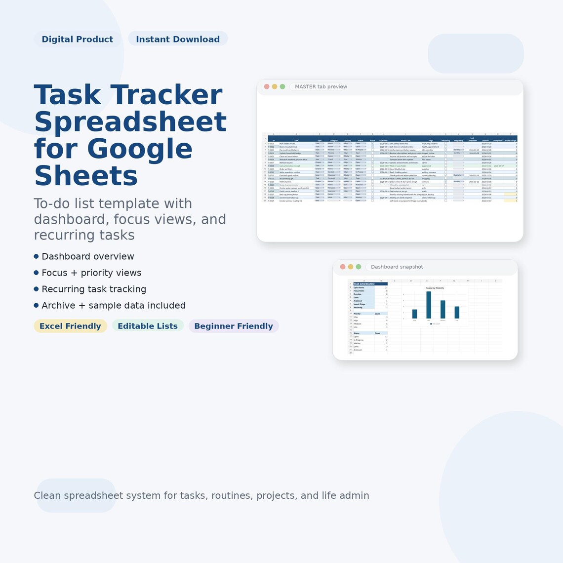 Task Board Zen ULTIMATE ZEN Task Tracker Spreadsheet | Google Sheets To-do List ...