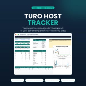 Turo Host Expense Tracker | Car Rental Mileage, Damage & Profit Spreadsheet | Excel + Google Sheets Dashboard
