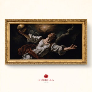 Renaissance Kunstdruck | &quot;Gabriels Bittgebet&quot; | AI unterstützt Caravaggio inspiriert DRUCKBARE digitale Kunst | Antike Wand Wohnkultur