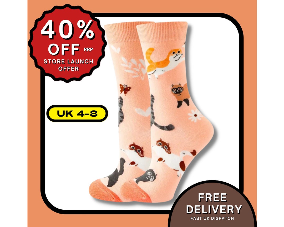 Cats Socks Happy Funky Socks Animal Novelty Gift Socks Etsy UK