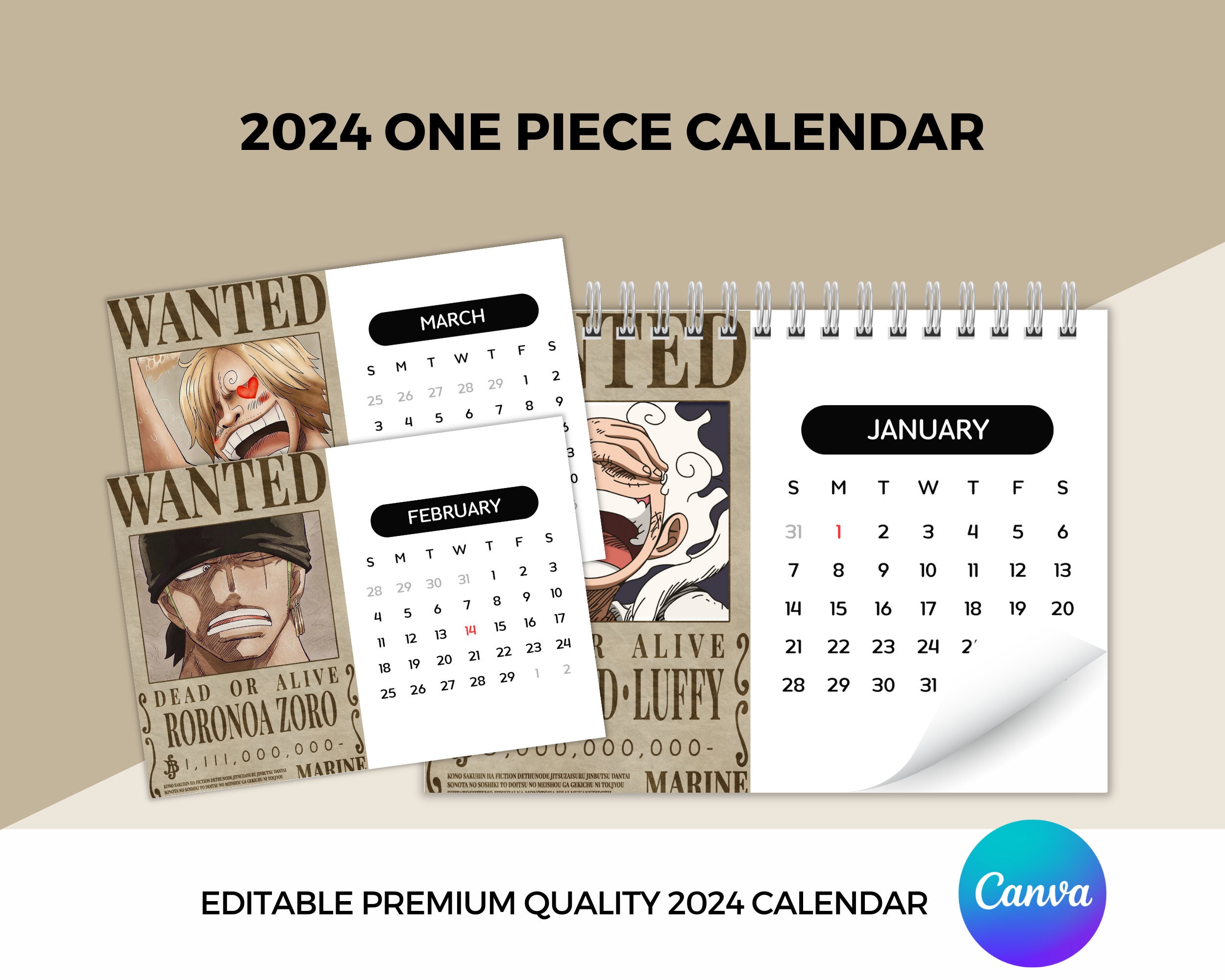 One Piece Calendar 2024 Template PosterMyWall, 59 OFF