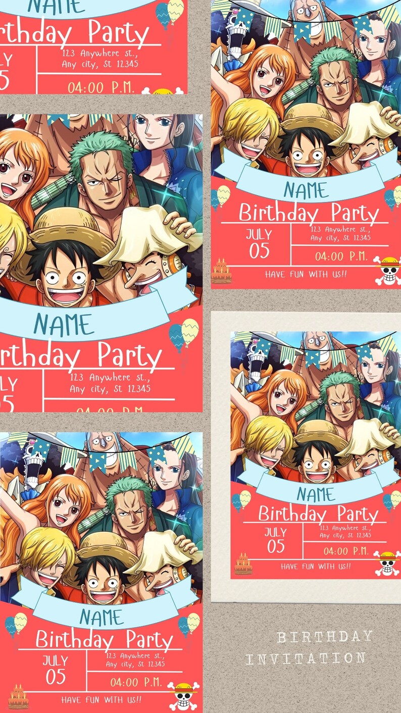 Editable Anime Birthday Invitation Card/template in Canva - Etsy Australia