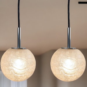 SET Mid Century Doria Lights Ice Glass Sputnik Ball Light Atomic MCM Mid Century Modern