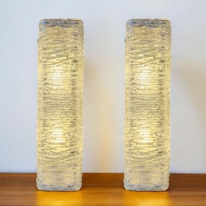 Free Shipping! Wall Lights Ice Glass Sconces Kaiser Leuchten Mid Century Modern Art Glass 1960s 60s RARE SET PRICE Wall Lamps