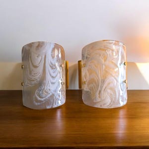 Free Shipping! SET PRICE! Mid Century Modern 1960s Wall Lights Hillebrand Germany Murano Glass Marbled Pure Luxury Farmhouse