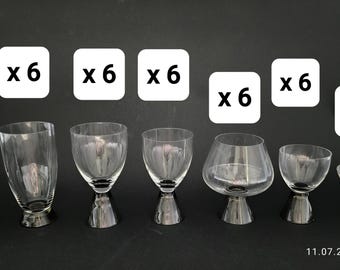 Free Shipping! Mid Century Modern Rosenthal Fortuna Elsa-Fischer-Treyden 1950s Glasses 42 pieces Top Condition FULL SET rare liqueur wine glasses