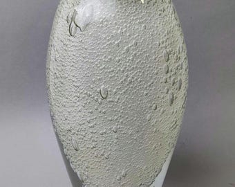 Free Shipping! MCM glass vase, bubble glass, 60s 70s, air pockets, H 24 cm, 3.9 kilograms