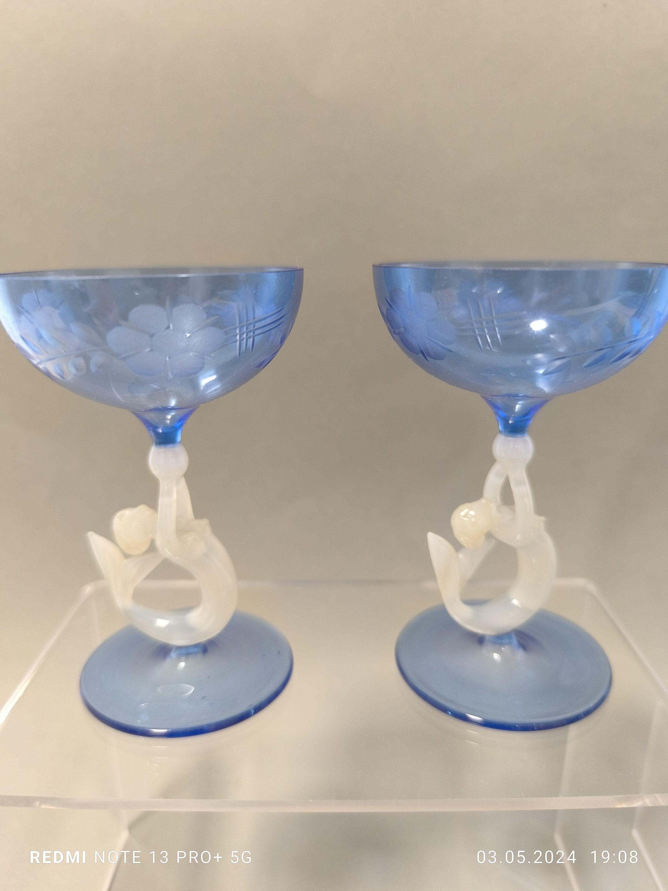 Lauscha Bimini Liqueur Set Glasses & Carafe Rare MCM Mermaid Fritz