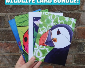 Wildlife Greeting Card Gift Bundle, Any Occasion Cards, Sympathy Card Set, Animal Cards, Flower Greeting Cards, Art Card Set, Colorful Cards