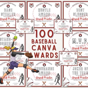 End Of Season Award Certificates, Printable Editable Baseball Awards, Baseball Team Awards, T-Ball Awards, Baseball Team Party.