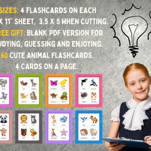 Lernkarten mit Tieren für Kinder, druckbare Lernkarten für Kleinkinder, Lernkarten für Kleinkinder, Karteikarten für die Vorschule, Lernkarten mit Tieren, Lern-PDF.