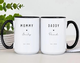New Mom and Dad Mug Baby Shower Coffee Mug Gift for New Parents Custom First Time Mommy and Daddy Gift for Husband and Wife New Daddy